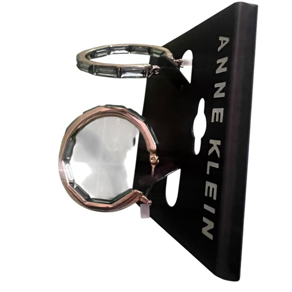 Anne Klein Gold Green Stone Hoop Earrings NWT - Picture 4 of 5